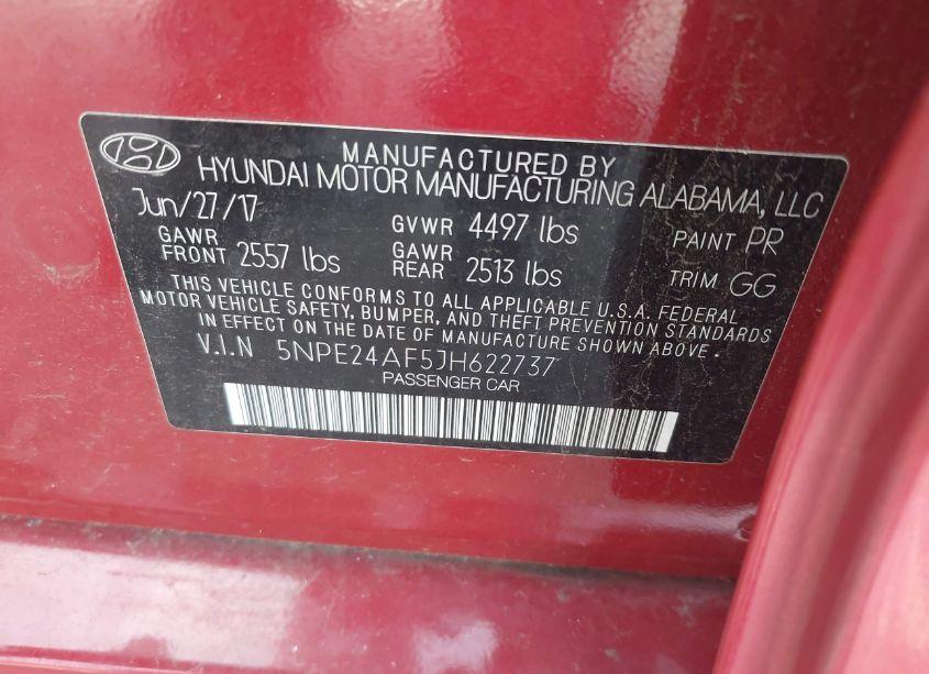 Photo 9 of 2018 Hyundai Sonata SE (VIN 5NPE24AF5JH622737)
