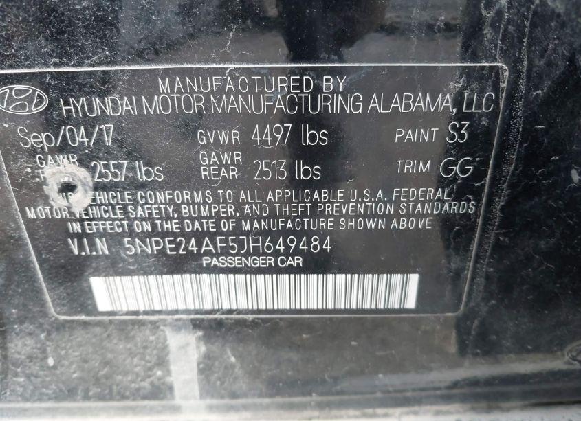 Photo 9 of 2018 Hyundai Sonata SE (VIN 5NPE24AF5JH649484)