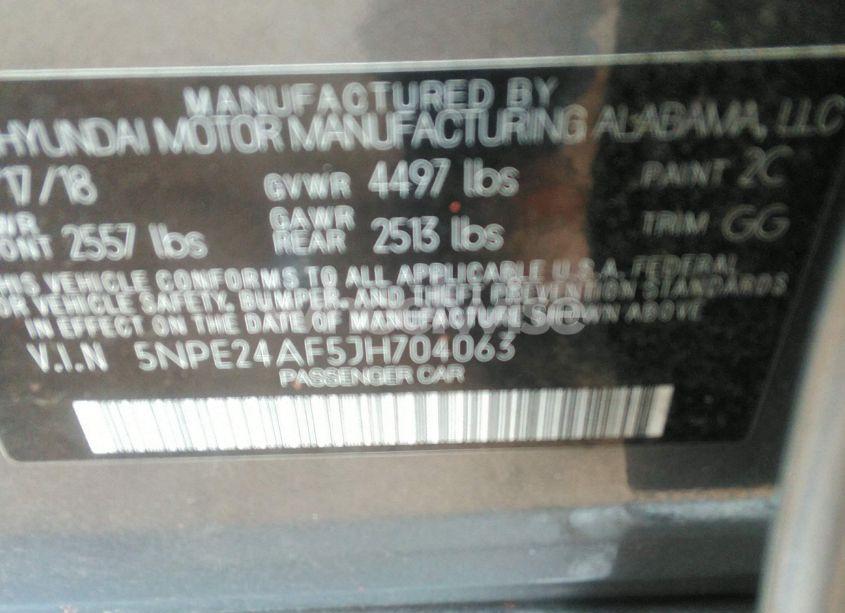 Photo 9 of 2018 Hyundai Sonata SE (VIN 5NPE24AF5JH704063)
