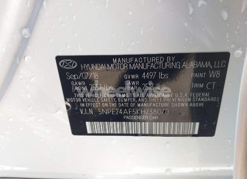 Photo 9 of 2019 Hyundai Sonata SE (VIN 5NPE24AF5KH738070)