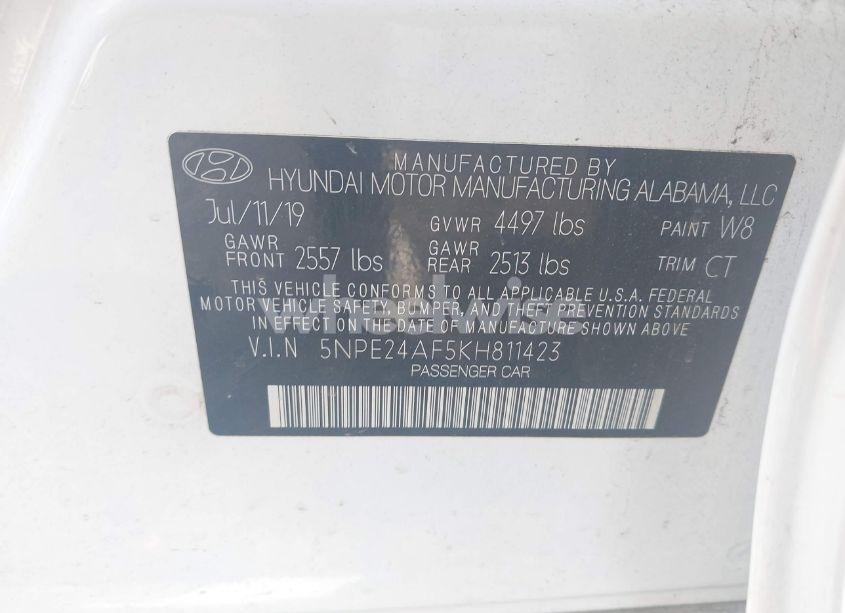 Photo 9 of 2019 Hyundai Sonata SE (VIN 5NPE24AF5KH811423)