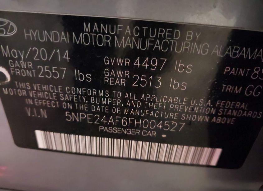 Photo 9 of 2015 Hyundai Sonata SE (VIN 5NPE24AF6FH004527)