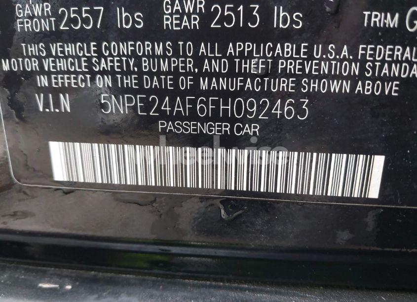 Photo 9 of 2015 Hyundai Sonata SE (VIN 5NPE24AF6FH092463)