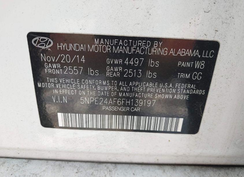 Photo 9 of 2015 Hyundai Sonata SE (VIN 5NPE24AF6FH139197)