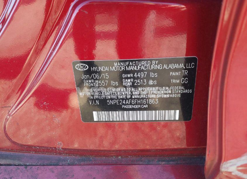 Photo 9 of 2015 Hyundai Sonata SE (VIN 5NPE24AF6FH161863)