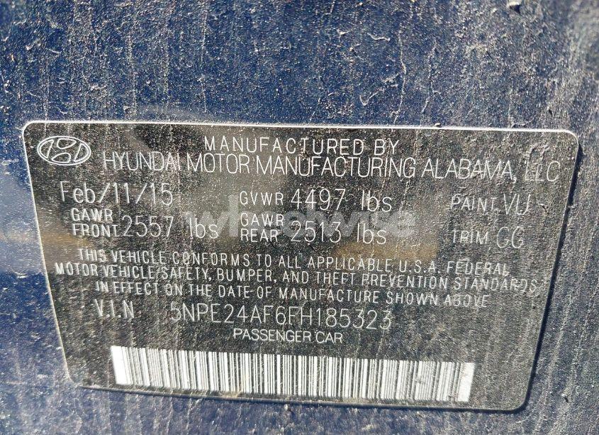 Photo 9 of 2015 Hyundai Sonata SE (VIN 5NPE24AF6FH185323)