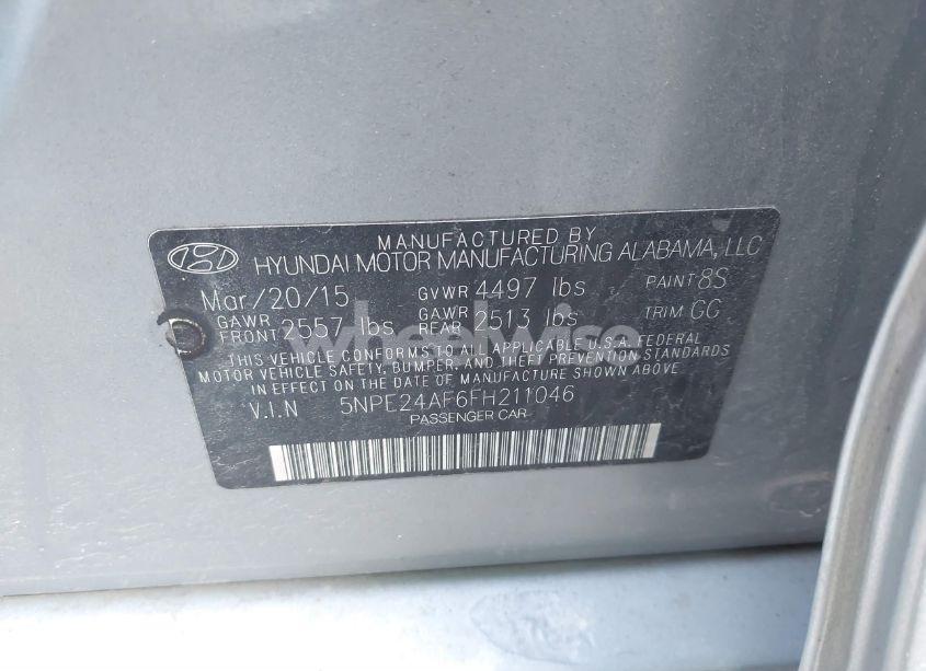 Photo 9 of 2015 Hyundai Sonata SE (VIN 5NPE24AF6FH211046)