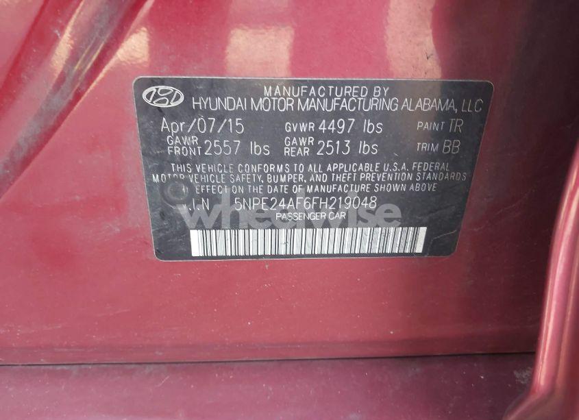 Photo 9 of 2015 Hyundai Sonata SE (VIN 5NPE24AF6FH219048)