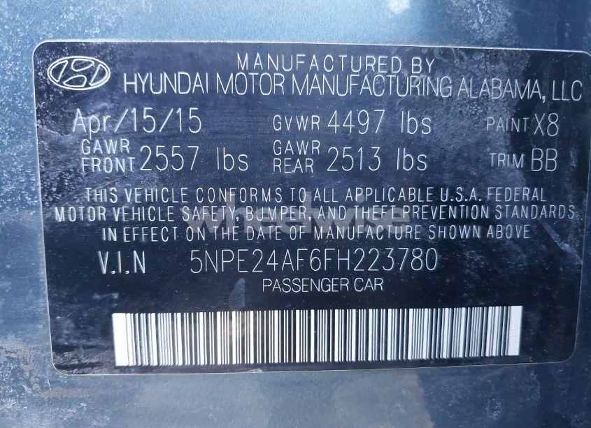 Photo 9 of 2015 Hyundai Sonata SE (VIN 5NPE24AF6FH223780)