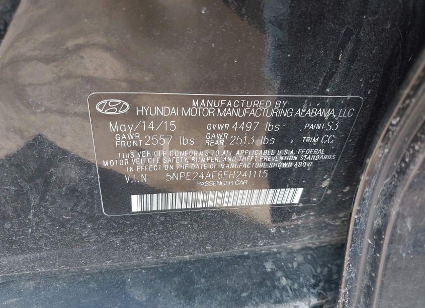 Photo 9 of 2015 Hyundai Sonata SE (VIN 5NPE24AF6FH241115)