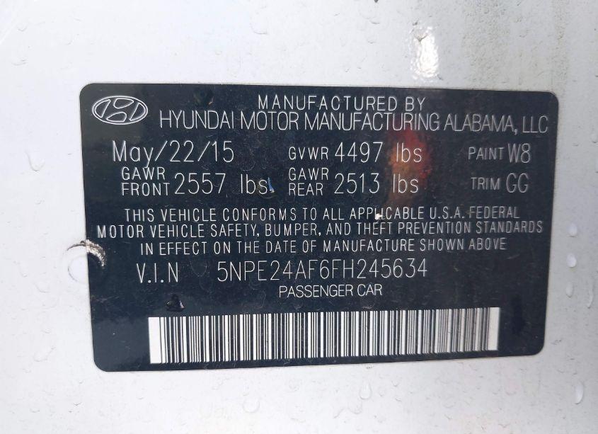 Photo 9 of 2015 Hyundai Sonata SE (VIN 5NPE24AF6FH245634)