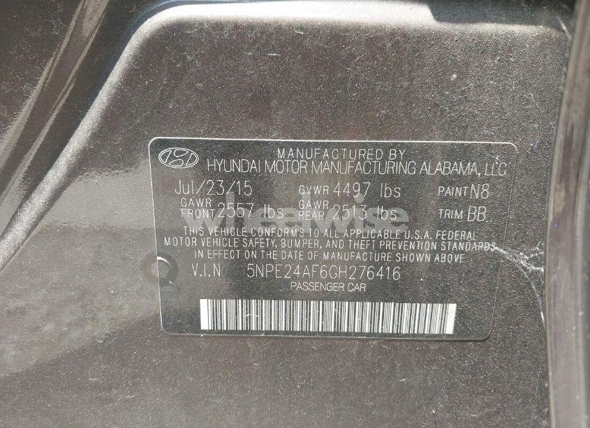 Photo 9 of 2016 Hyundai Sonata SE (VIN 5NPE24AF6GH276416)
