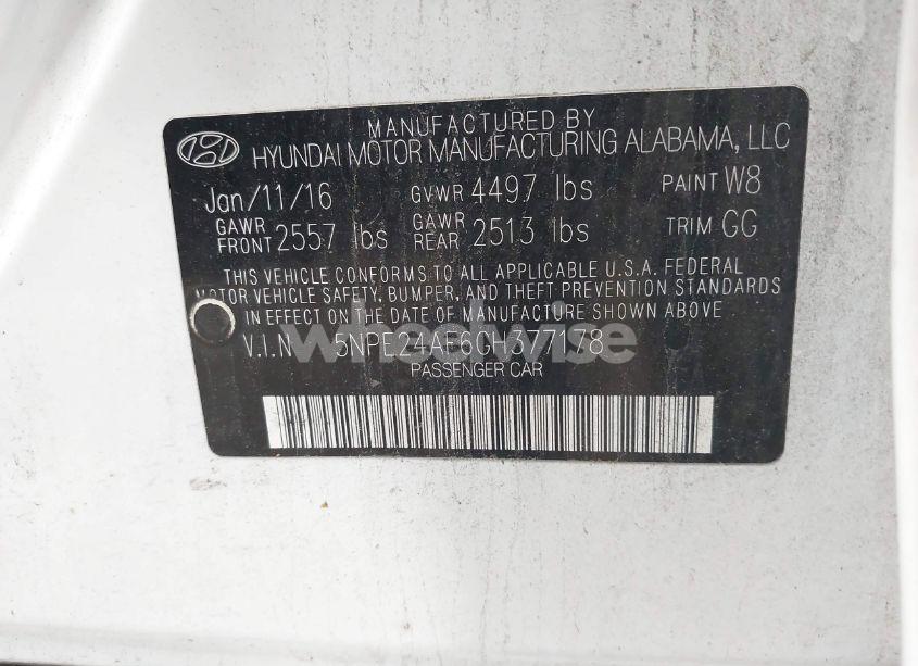 Photo 9 of 2016 Hyundai Sonata SE (VIN 5NPE24AF6GH377178)