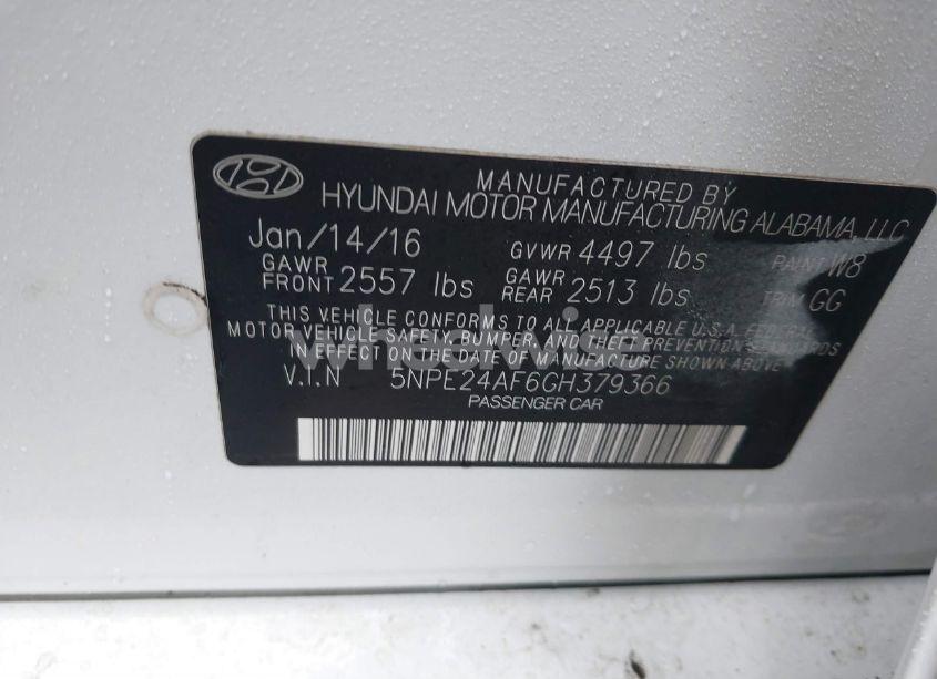 Photo 9 of 2016 Hyundai Sonata SE (VIN 5NPE24AF6GH379366)