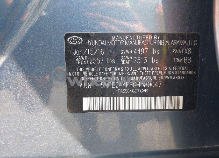 Photo 9 of 2016 Hyundai Sonata SE (VIN 5NPE24AF6GH380047)