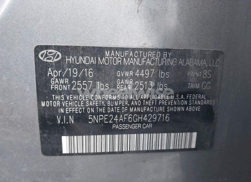 Photo 9 of 2016 Hyundai Sonata SE (VIN 5NPE24AF6GH429716)