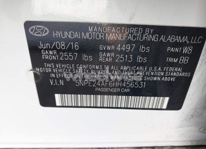 Photo 9 of 2017 Hyundai Sonata SE (VIN 5NPE24AF6HH456531)