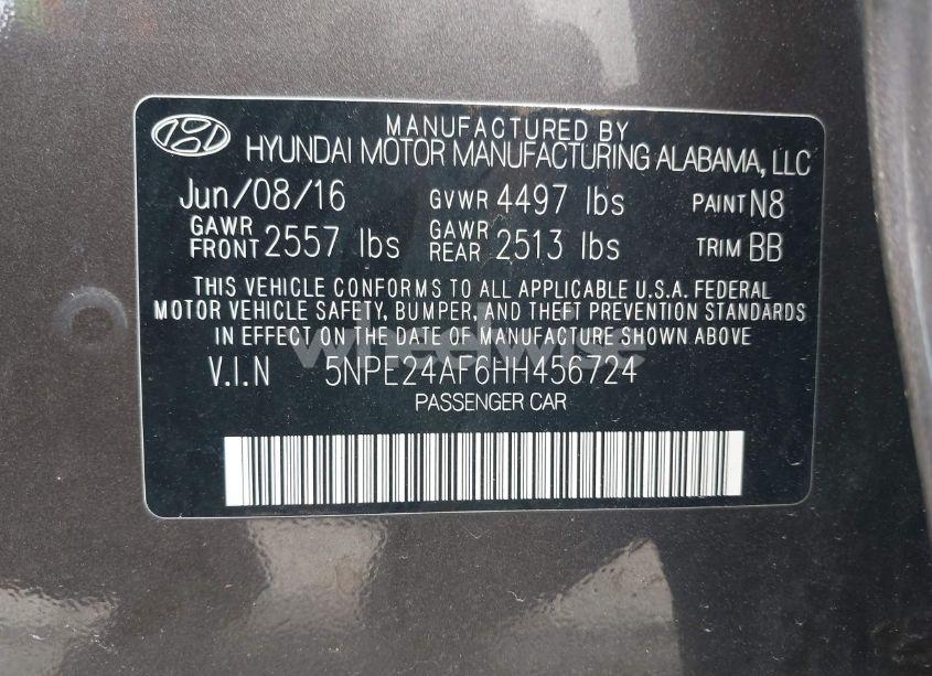 Photo 9 of 2017 Hyundai Sonata SE (VIN 5NPE24AF6HH456724)