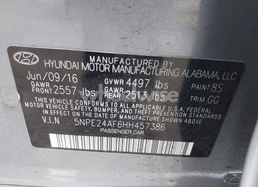 Photo 9 of 2017 Hyundai Sonata (VIN 5NPE24AF6HH457386)