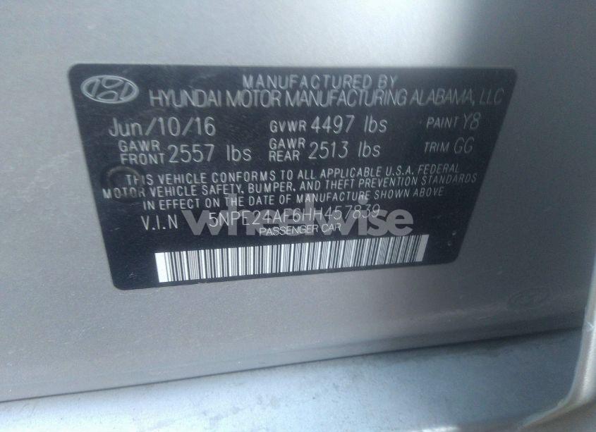 Photo 9 of 2017 Hyundai Sonata (VIN 5NPE24AF6HH457839)