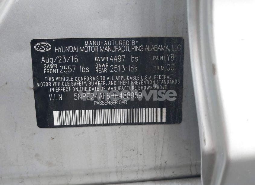 Photo 9 of 2017 Hyundai Sonata (VIN 5NPE24AF6HH488959)