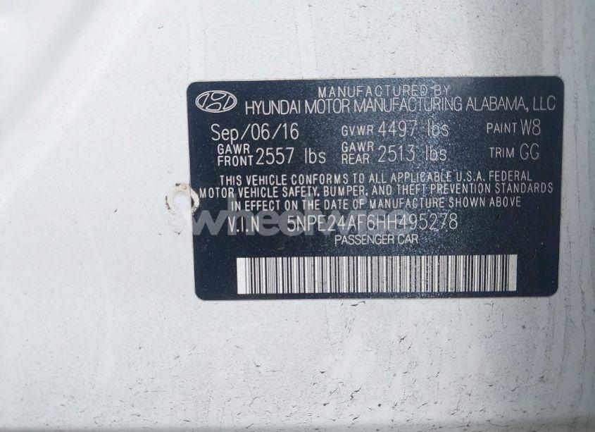 Photo 9 of 2017 Hyundai Sonata (VIN 5NPE24AF6HH495278)