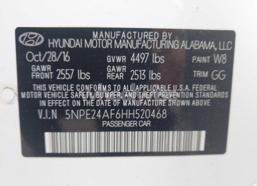 Photo 9 of 2017 Hyundai Sonata (VIN 5NPE24AF6HH520468)