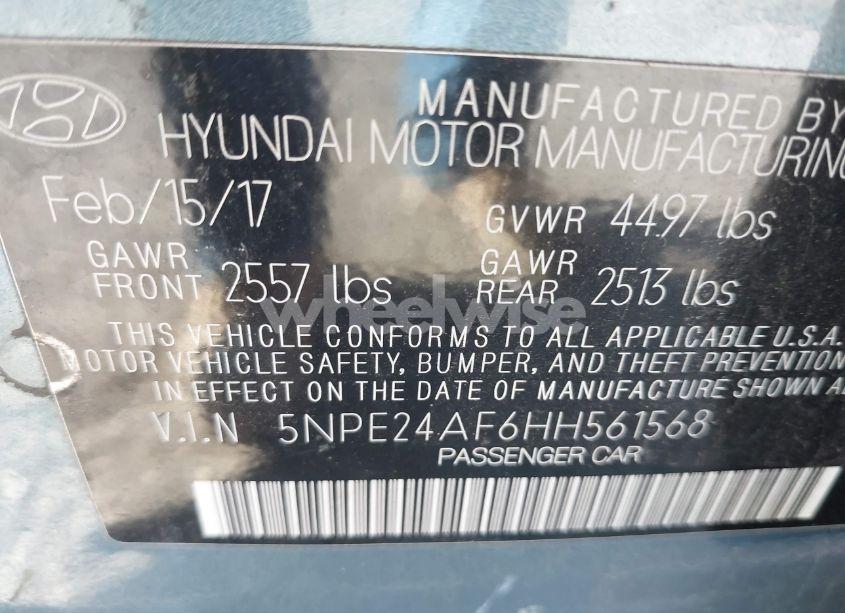 Photo 9 of 2017 Hyundai Sonata (VIN 5NPE24AF6HH561568)