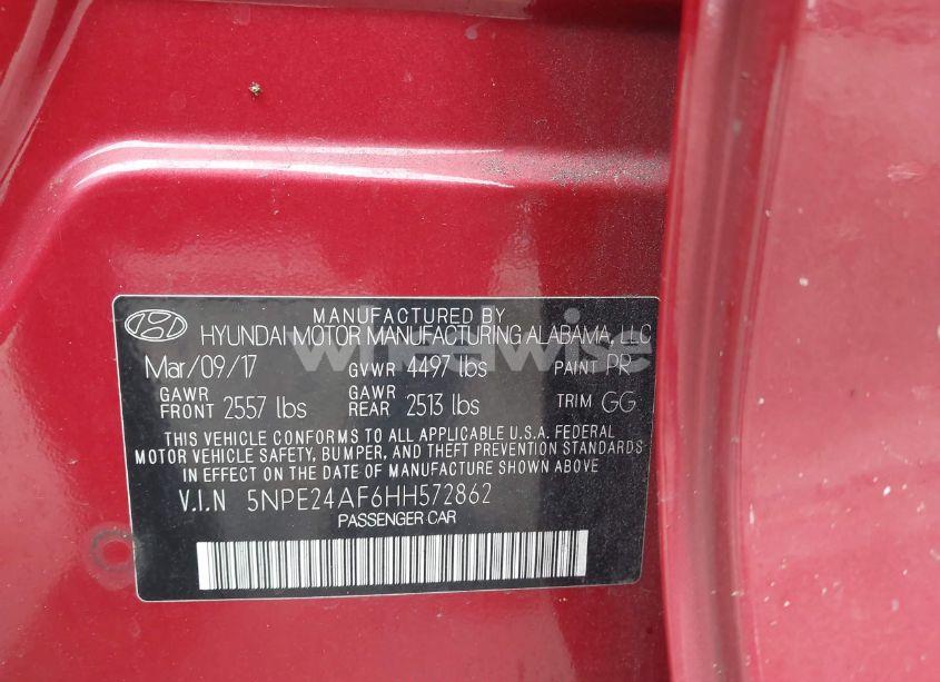 Photo 9 of 2017 Hyundai Sonata (VIN 5NPE24AF6HH572862)