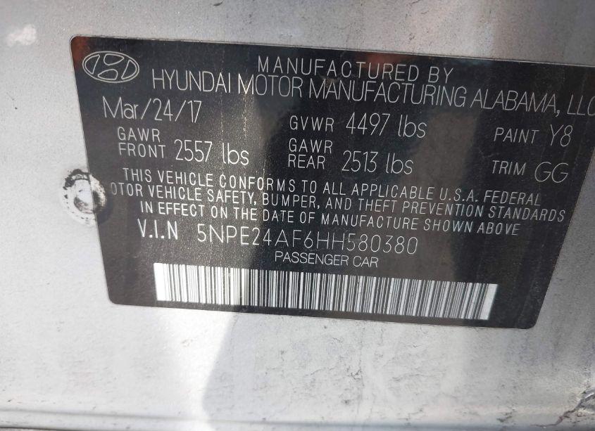 Photo 9 of 2017 Hyundai Sonata (VIN 5NPE24AF6HH580380)