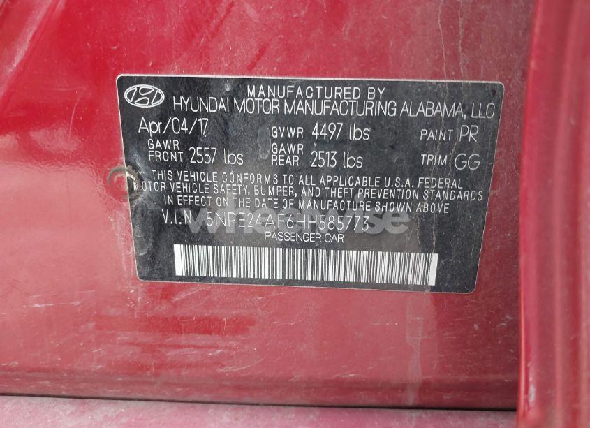 Photo 9 of 2017 Hyundai Sonata (VIN 5NPE24AF6HH585773)