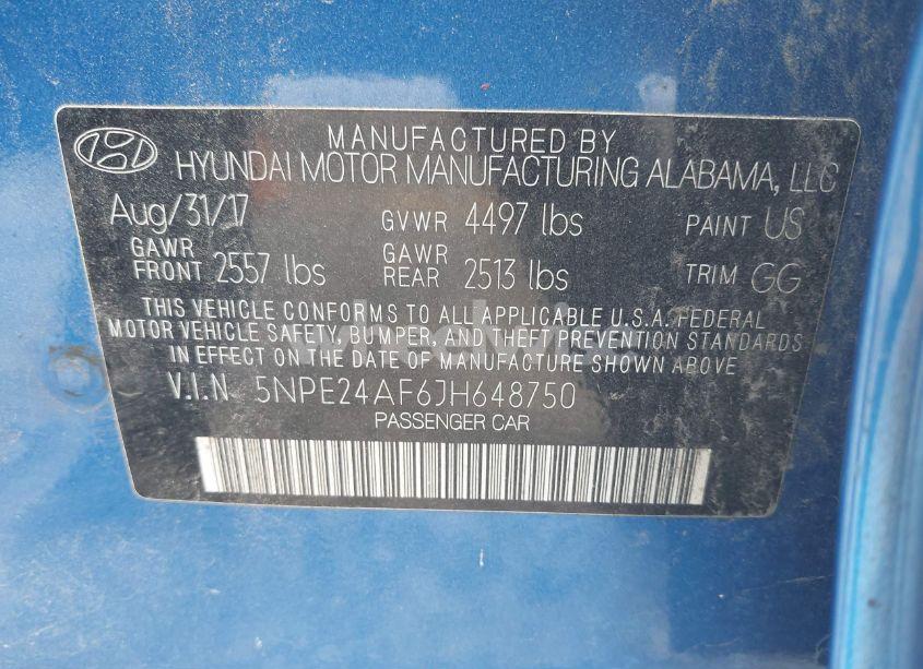 Photo 9 of 2018 Hyundai Sonata SE (VIN 5NPE24AF6JH648750)