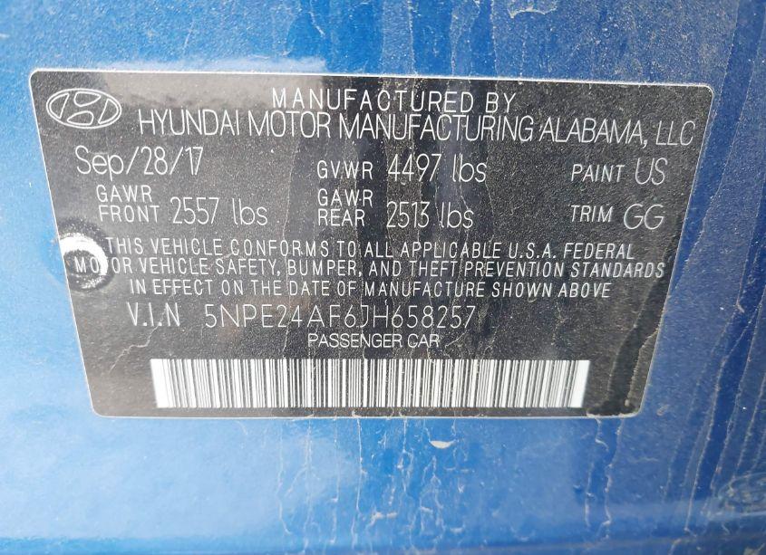 Photo 9 of 2018 Hyundai Sonata SE (VIN 5NPE24AF6JH658257)