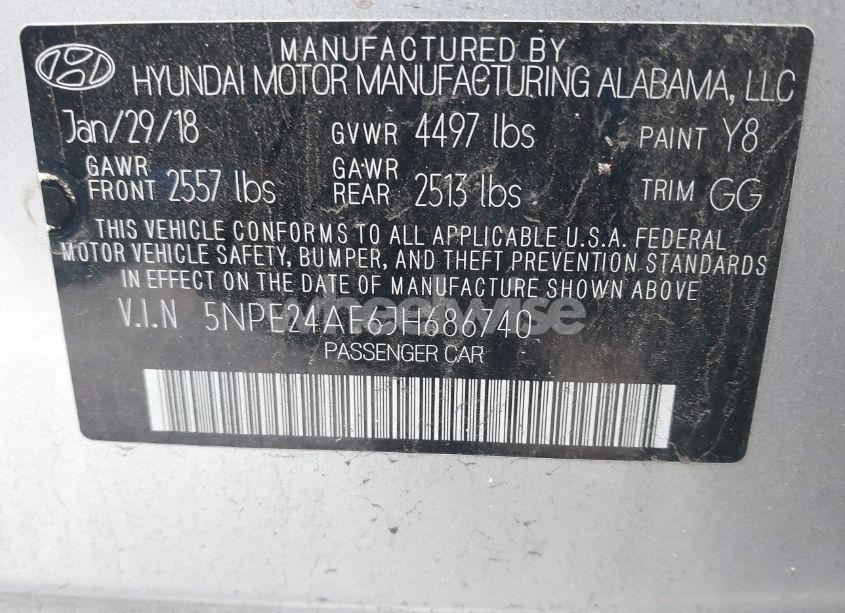 Photo 9 of 2018 Hyundai Sonata SE (VIN 5NPE24AF6JH686740)