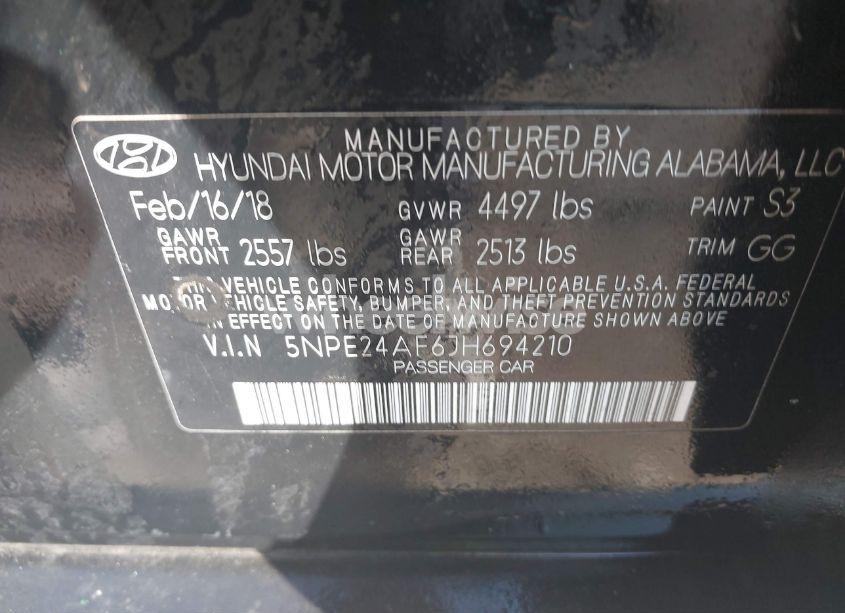 Photo 9 of 2018 Hyundai Sonata SE (VIN 5NPE24AF6JH694210)