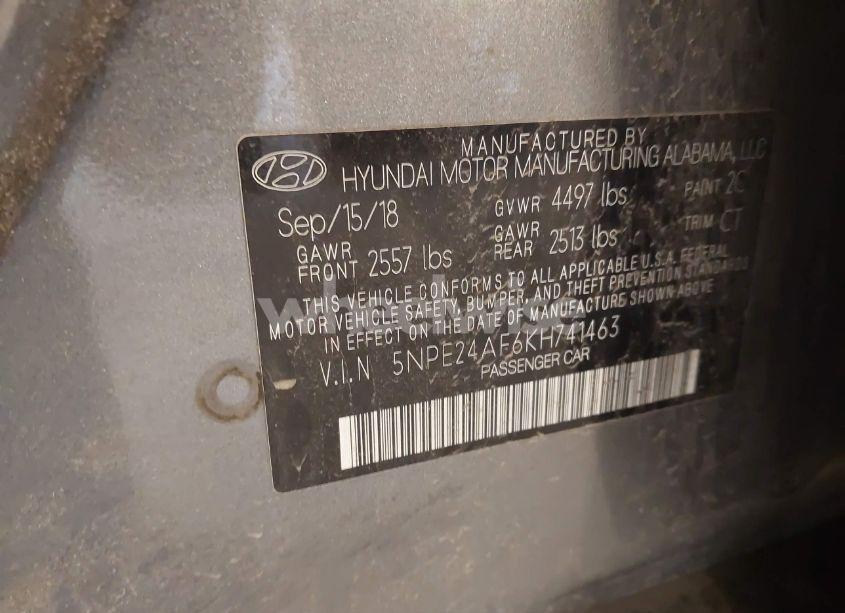 Photo 9 of 2019 Hyundai Sonata SE (VIN 5NPE24AF6KH741463)