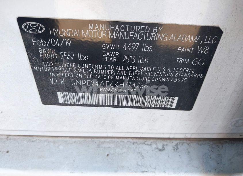 Photo 9 of 2019 Hyundai Sonata SE (VIN 5NPE24AF6KH774236)