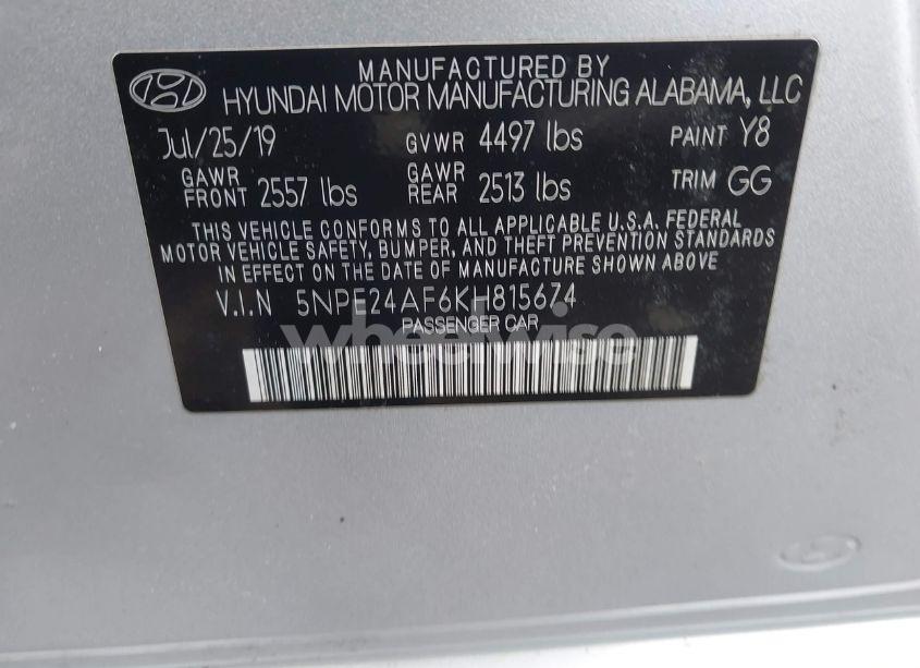Photo 9 of 2019 Hyundai Sonata SE (VIN 5NPE24AF6KH815674)