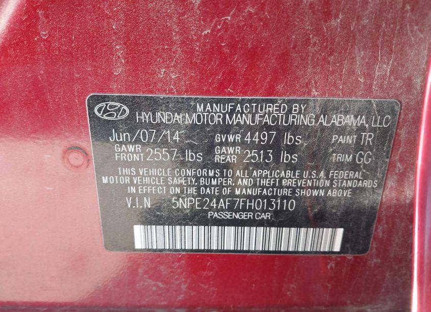 Photo 9 of 2015 Hyundai Sonata SE (VIN 5NPE24AF7FH013110)