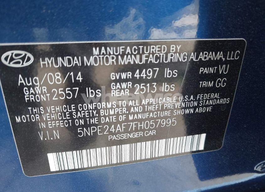 Photo 9 of 2015 Hyundai Sonata SE (VIN 5NPE24AF7FH057995)