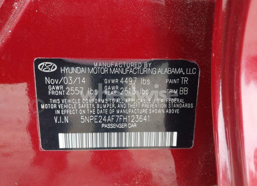 Photo 9 of 2015 Hyundai Sonata SE (VIN 5NPE24AF7FH123641)