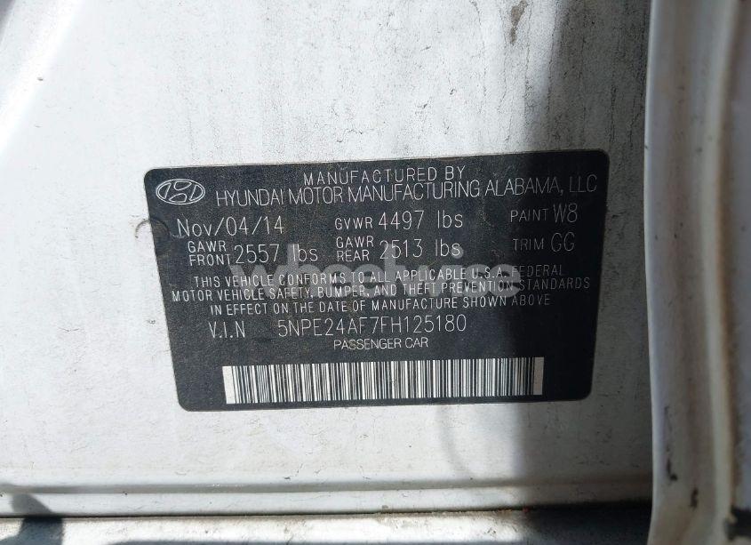 Photo 9 of 2015 Hyundai Sonata SE (VIN 5NPE24AF7FH125180)