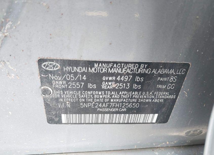 Photo 9 of 2015 Hyundai Sonata SE (VIN 5NPE24AF7FH125650)