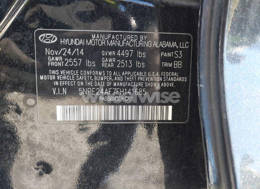 Photo 9 of 2015 Hyundai Sonata SE (VIN 5NPE24AF7FH141685)