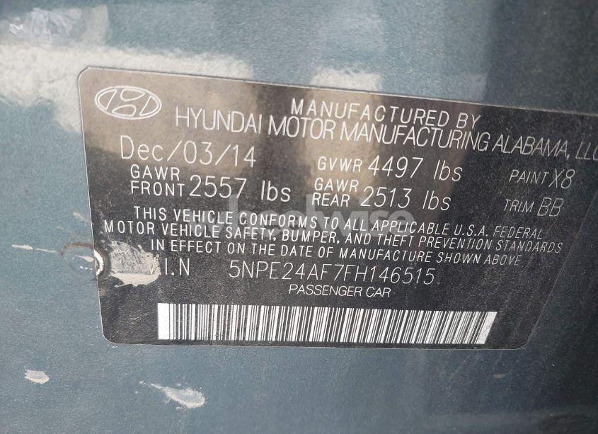 Photo 9 of 2015 Hyundai Sonata SE (VIN 5NPE24AF7FH146515)
