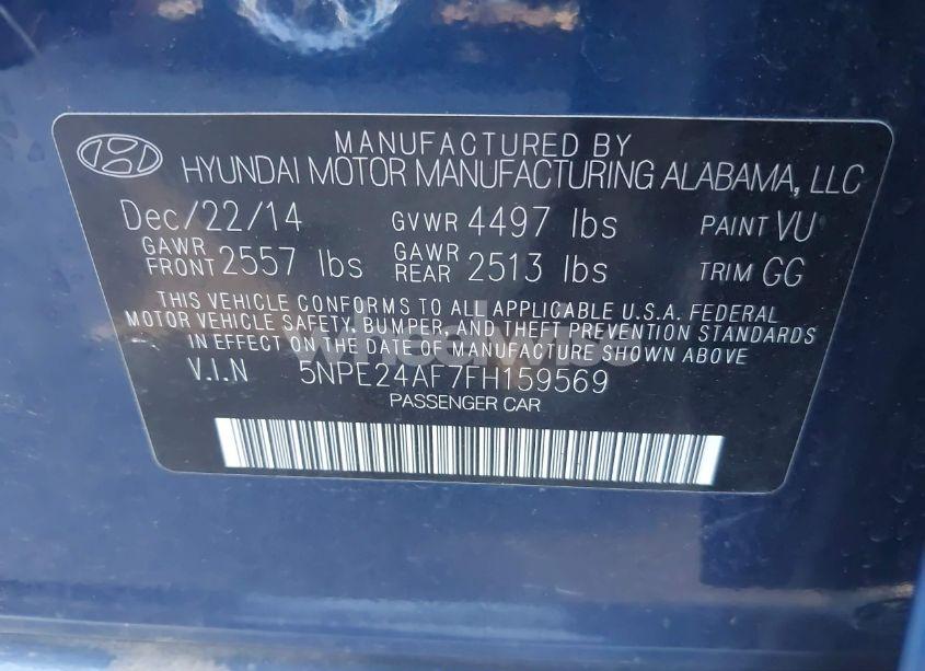 Photo 9 of 2015 Hyundai Sonata SE (VIN 5NPE24AF7FH159569)