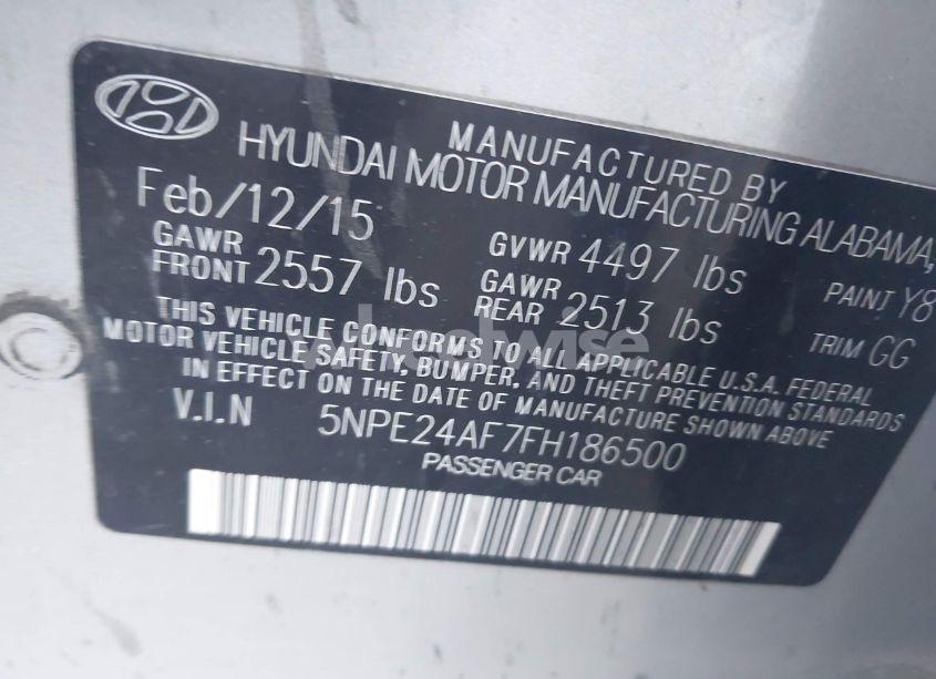 Photo 9 of 2015 Hyundai Sonata SE (VIN 5NPE24AF7FH186500)