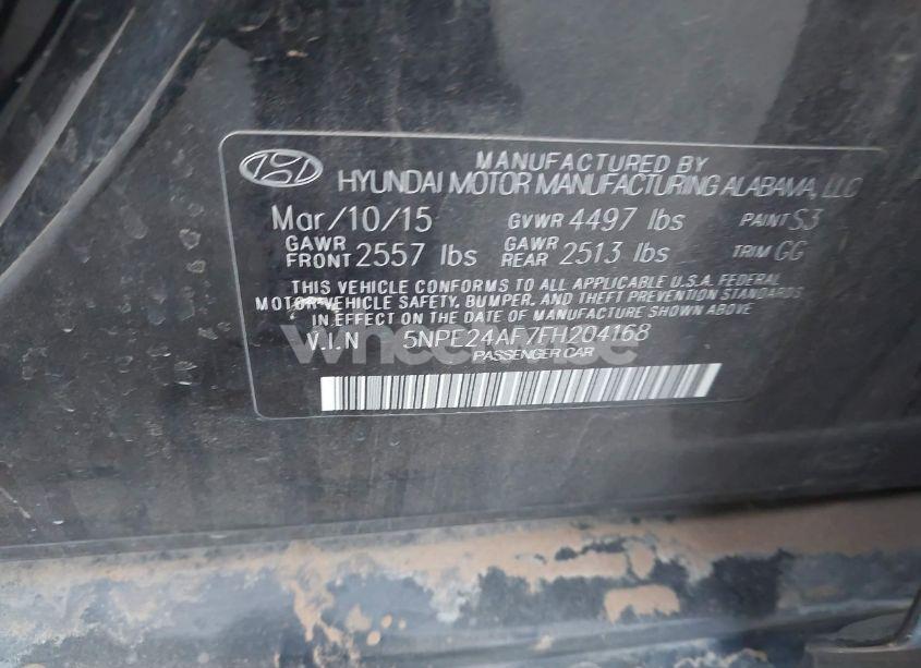 Photo 9 of 2015 Hyundai Sonata SE (VIN 5NPE24AF7FH204168)