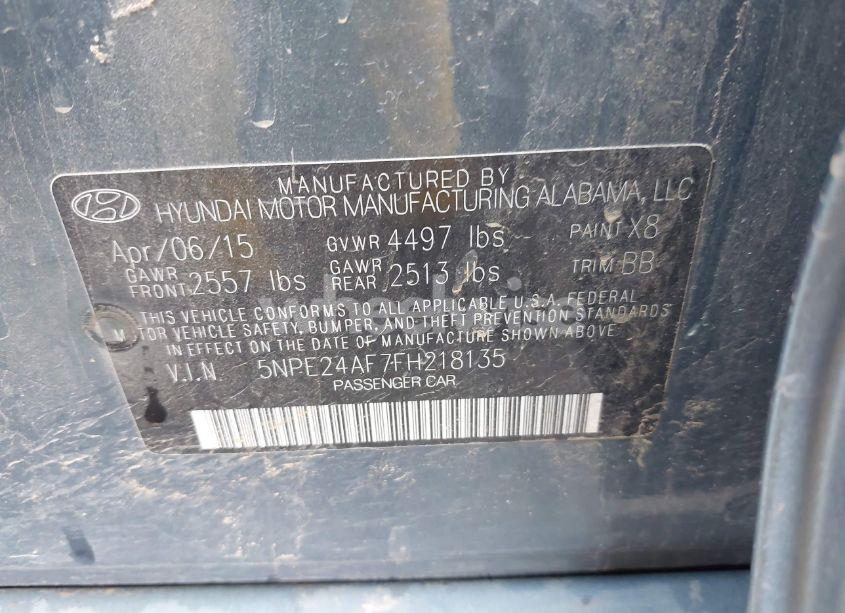 Photo 9 of 2015 Hyundai Sonata SE (VIN 5NPE24AF7FH218135)