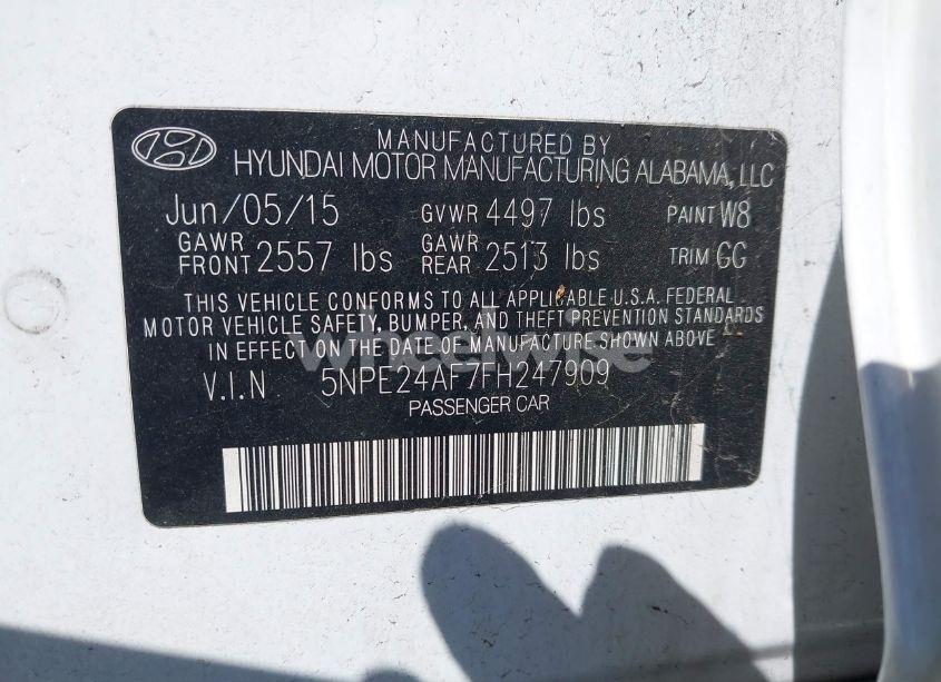 Photo 9 of 2015 Hyundai Sonata SE (VIN 5NPE24AF7FH247909)